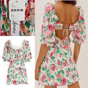 For Love & Lemons XS Imogen Floral Mini Dress | Ruffle Puff Sleeve, $210, NWOT
